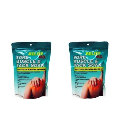 Relief Md Sore Muscle & Back Soak Eucalyptus Scented Epsom Salt - 16 Oz. (Pack of 2)