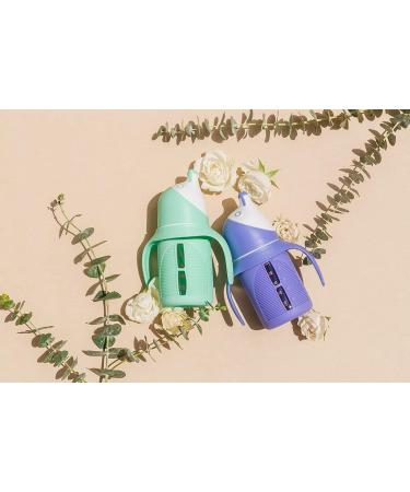 Glass Sippy Cup Set for Toddlers - 5oz - Spill-Proof Silicone Straw - Mint Green & Indigo Purple - BPA-Free - Buy Online on SooperMarket.com