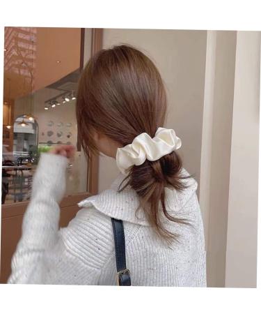 Wooneky 5pcs Bridesmaid Hair Accessories - Satin Elastic Hair Bands and Scrunchies Set in White - Wedding and Girls Hair Wrap - Buy Online on SooperMarket.com