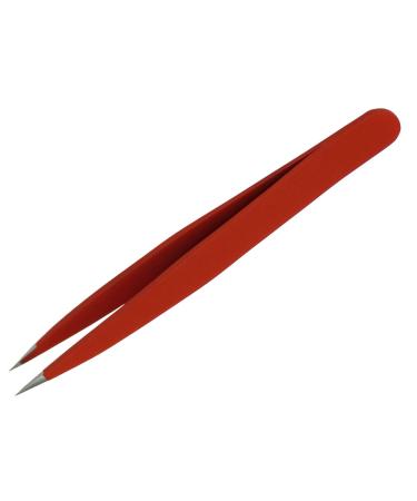 Quality tweezers splinter tweezers 9.5 cm long stainless steel red