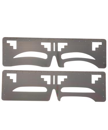 Baluue 2pcs Eyebrow Ruler Brow Guide Template Eyebrow Tools Brow Mapping Eyebrow Tracer Stainless Steel 20x4.8cm As Shown