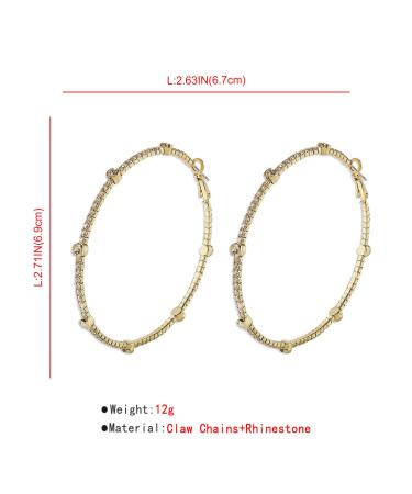 Chargances Gold Large Rhinestone Circle Hoop Earrings for Women - Fashion Wedding Accessories - Buy Online on SooperMarket.com