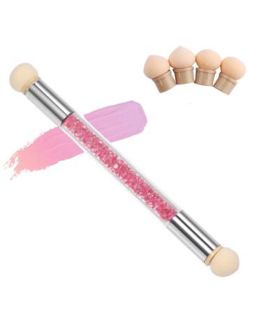 Nail art rendering tools sponge and dazed brush double head ombre sponge stick sponge Brush Applicator incl. 4 replacement heads pigment brushes pigment application rosa