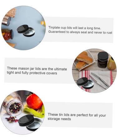 IMIKEYA 16pcs Mason Jar Lids Mason Bottle Lid Canning Jar Caps Sealing Caps Glass Jar Top Metal Lids Black Regular Mouth Mason Jar Lid Bulk Jars Canners for Tinplate Glass Bottle One Body 7.00X7.00X1.50CM Black - Buy Online on SooperMarket.com