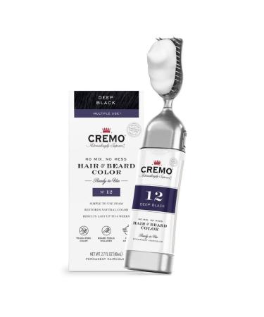 Cremo No Mix No Mess Hair and Beard Color Deep 2.7 Fluid Ounces, Jet Black, 1 Count