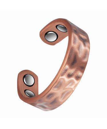 EnerCoppeX Pure Copper Ring for Men Lymphatic Drainage Adjustable Magnetic Ring 3500 Gauss Magnet (CPR-0282C-L)