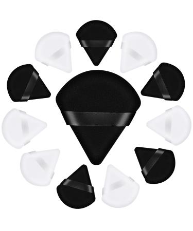 Powder Puff Start Makers 8/12/16Pcs Makeup Triangle Powder Puffs Soft Powder Sponge Reusable Makeup Triangle Sponges with Strap for Loose Powder Cosmetic Foundation Wet Dry Makeup Tool (12Pcs)