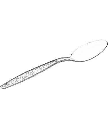 100 Pack Clear Plastic Tea Spoons - Heavyweight Disposable - Engraved Design - Buy Online on SooperMarket.com