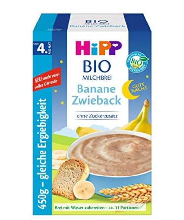Hipp organic milk porridge without adding sugar after the 4th month good night-porridge Banane rusk 4-pack (4 x 450 g) banana rusks runner