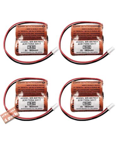 4 Pack 6V 1800mAh MR-BAT6V1 2CR17335A WK17 Battery for Mitsubishi M80 Driver and MR-J4 servo System