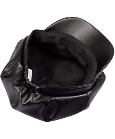 Samtree Women's PU Leather Black Newsboy Visor Beret Cabbie Hat - Stylish 8 Panel Ivy Cap - Buy Online on SooperMarket.com