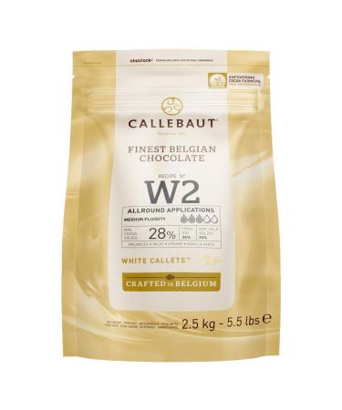 CALLEBAUT Receipe No. W2 - Couverture Callets White Chocolate 28% Cocoa 2500 G Pack of 1