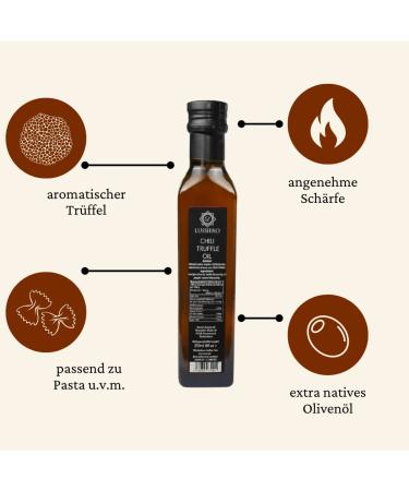 Lussiero Chili Truffle Oil - Extra Virgin Olive Oil with White Truffle Aroma & Fiery Chili | 100ml - Shop Internationally - Buy Online on SooperMarket.com