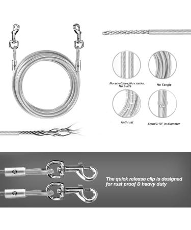 16ft Dog Tie Out Cable with Spiral Ground Stake - Up to 120lb Dogs - Perfect for Playing, Camping, and Backyard - White - Buy Online on SooperMarket.com