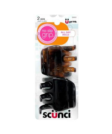 Scunci No-Slip Grip Chunky Jaw Clips | All Day Hold | 2-Pieces per Pack (1-Pack)