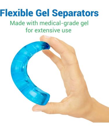 ViveSole Toe Stretchers Separators (4 Pieces) - Gel Therapeutic Spa Spacer for Bunions, Hammer Toe, Plantar Fasciitis - Metatarsal Pain Relief - Blue Medium - Buy Online on SooperMarket.com