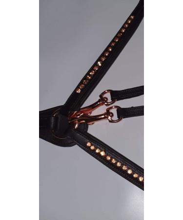 Buy Deister Brown Rose Gold Pink Dark Brown Leather Breastplate with Soft Rhinestone Glitter & Auxiliary Reins - X Full - International Shipping Available - Buy Online on SooperMarket.com