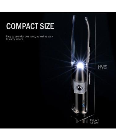 Eutuxia LED Light Tweezers - Stainless Steel Eyebrow & Eyelash Hair Removal Tool for Precision Plucking & Trimming. Illuminate Dark Areas for Better Accuracy. Single Tweezer - Buy Online on SooperMarket.com