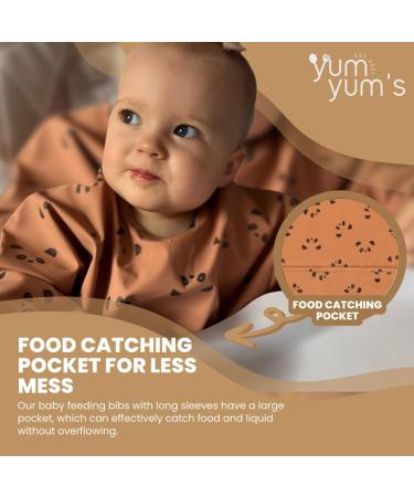 Yum Yum's Waterproof Silicone Baby Bibs with Long Sleeves | Coverall Bib for Infant Weaning | Panda Paws Design | 6-12 Months | Toddler Apron - Buy Online on SooperMarket.com