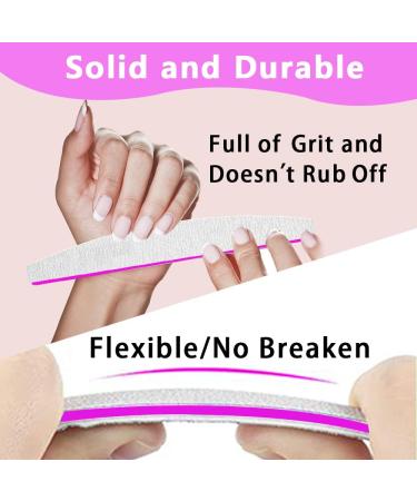 12pcs Professional 240/240 Grit Nail Files | Washable & Reusable Double-Sided Emery Board for Natural Nails | Thick Nail File - Buy Online on SooperMarket.com