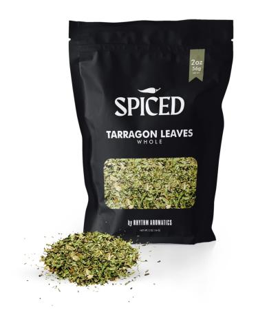 SPICED Tarragon Leaves, 2 Oz of Whole Tarragon Leaves in Closable Bag for Cooking, Great for Sauce, Marinades, Dressing and Tea