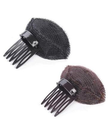 Pinicecore 2 parts puff hair head cushion invisible fluffy hair pillow swam clip basic hairs fluffy princess style (black)