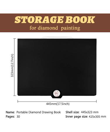 A3 Diamond Art Storage Kit | Large Capacity Combo Folder for Diamond Painting | 30-Page Transparent Sleeves | 30.5x42.5cm (12x16.7inch) | Black - Buy Online on SooperMarket.com