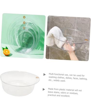 OFFSCH Transparent Plastic Washbasin Wash Basin Plastic Face Cleaning Basin Salon Washing Basin Wash Plastic Basin Foot Soaking Basin Kitchen Sink Bowl Wash Bowl Vegetable Bowl Baby Large Transparent 26.7x25.7cm - Buy Online on SooperMarket.com