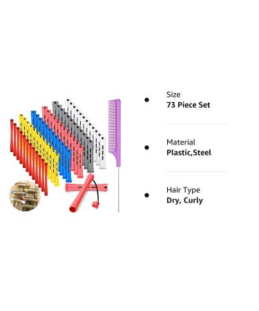 72 Pieces Short Plastic Hair Perm Rods Set - 6 Sizes Cold Wave Rods for Hair Curling - Hairdressing Tools with Tail Comb and Pintail Comb - Buy Online on SooperMarket.com