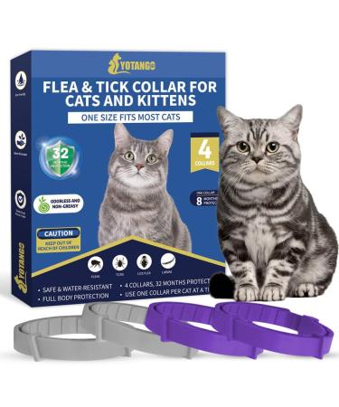 YOTANGO Cat Collar Repellent 4 Pack Cat Collar-Built-in Pant-Based Formula Strong Repellency Slow Release Pleasant Aroma Waterproof (PurpleGrey)