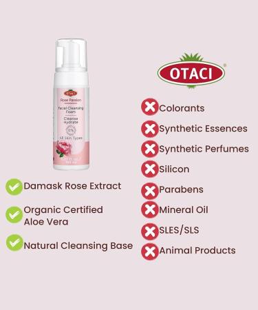 OTACI Rose Passion Facial Cleansing Foam - Natural Face Cleanser for Skin Hydration - Buy Online on SooperMarket.com