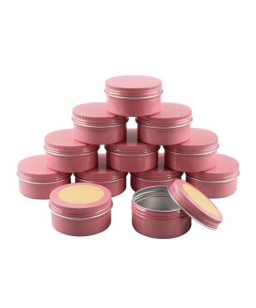 BasicPacking 12 pieces 80ml pink empty round aluminum can with screw lid aluminum can aluminum screw can cream can candle cans cosmetic cans tin cans aluminum can with 12 pieces 50mm stickers