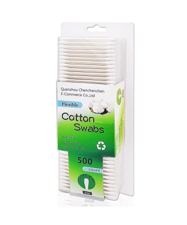 Natural Organic Paper Cotton Swabs 500ct, Biodegradable Double Tips Cotton Buds for Personal Care 500pcs(1 pack)