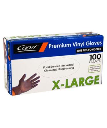 Capri 100 x Premium Vinyl Gloves Size XL Powdered