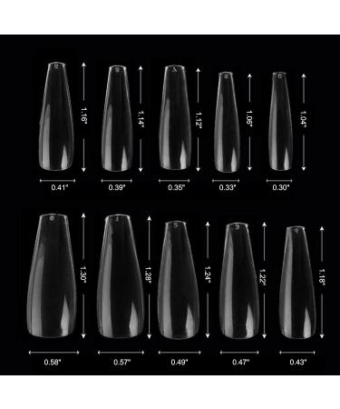 600pc Clear Acrylic Coffin False Nails - Full Cover Ballerina Shape for Women Teens Girls - Buy Online on SooperMarket.com