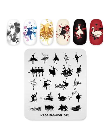 Stamp Stencils for Nail Art Chinese Style Geometry Ballet Swan Theme Templates Manicure Design Printing Tool 2#