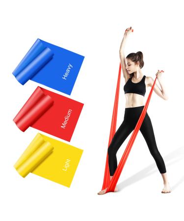 Resistance Bands Set Set of 3 1.5M/4.9ft Skin-Friendly Exercise Bands with 3 Resistance Levels Workout Resistance Bands Set for Women Men Ideal for Strength Training Yoga Gym Pilates Fitness