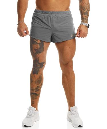 Ouber Men's 2 Running Shorts with Liner - Grey Large | Workout & Gym Shorts - Buy Online on SooperMarket.com