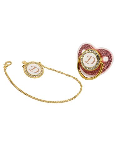Gold Baby Pacifier Set with Rhinestones for 6-18 Months - Lightweight & Stylish (Letter D) - Buy Online on SooperMarket.com