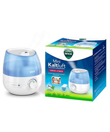 Wick Mini cold air Ultrasound air humidifier-adjustable spray lever control-1.8 l-water tank-for bedrooms offices children's rooms up to 15 m -pads with essential oils included-Wul525