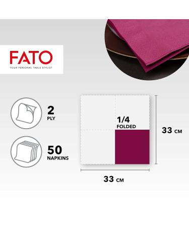 FATO Disposable Paper Napkins - 40 Pack 38x38cm 4-Folded 2-Layer Burgundy 100% Pure Cellulose - Ideal for Lunch & Buffets | Eco-Friendly FSC Certified - Buy Online on SooperMarket.com