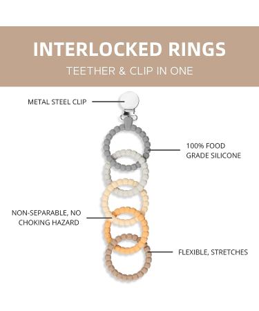 Kalovin Silicone Teether Rings - Clip-on Sensory Teething Links | BPA-Free Food Grade Teething Ring for Babies - Color 1 - Buy Online on SooperMarket.com