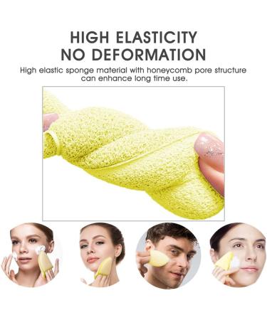 LYFONDYI Facial Cleaning Sponge Set - 2 Reusable Bath Sponges for Daily Exfoliating & Makeup Removal | Grey & Yellow | Finger Glove Included - Buy Online on SooperMarket.com