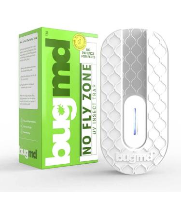 BugMD No Fly Zone - Refillable UV Bug Zapper, Mosquito Zapper, Flying Insect Trap, Bug Catcher, Plug in Fly Trap Indoor, Flea Trap for Inside Your Home, Gnat and Fruit Fly Traps for Indoors Plug in 1 Fly Trap, 1 Sticky Pad