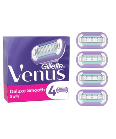 Gillette Venus Deluxe Smooth Swirl Razor Blades for Women 4 Replacement Blades for Women's Razors with 5-blade 4 Pieces (Pack of 1) Old