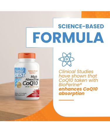 Dr Best's High Absorption CoQ10 with BioPerine Gluten Free Naturally Fermented Heart Health & Energy Production 100 mg 60 SoFtgels - Buy Online on SooperMarket.com