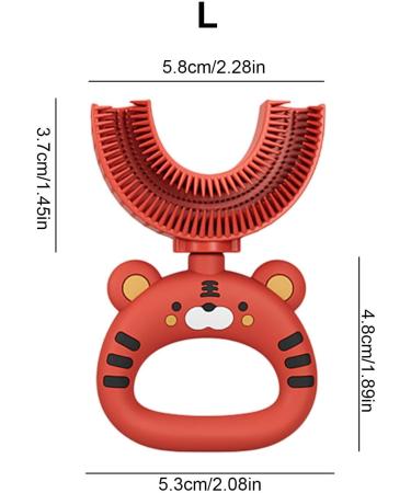 U-Shaped Silicone Toothbrush for Kids - Cartoon Tiger Design | Soft Brush Head for Full Mouth Cleaning | Red | 1 Pack - Buy Online on SooperMarket.com