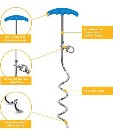 AL-FAHMI 30ft(9m) Heavy Duty Dog Tie Out Cable And Stake Out Dog Spiral In Ground Stake Puppy Pet Outdoor Tie Out Lead Leash (30FT Cable With Stake) - Buy Online on SooperMarket.com