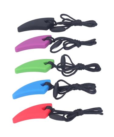 Multicolored Tough Tooth-Shaped Silicone Necklace for Oral Motor Skills & Fear Relief - 5 Heat-Resistant Sensory Chewing Chains for PDD - Buy Online on SooperMarket.com