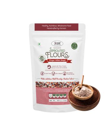 NIHKAN Sprouted Ragi Flour (Finger millet flour) - 454g | Gluten free tested | Nutrition of Sprouted grains | Sprouted Nachni Satva| Ragi Malt -No Sugar added